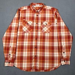 Gramicci Shirt Mens Size M‎ Burnt Orange Cream White Plaid Wool Blend Button Up